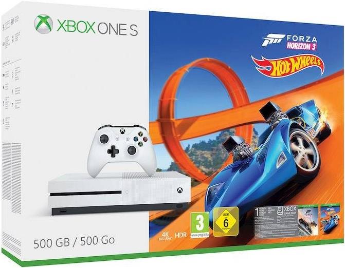 MICROSOFT Console Xbox One S 500 GB bianco + Forza Horizon 3 + DLC Hot Wheels + FIFA 18 bundle